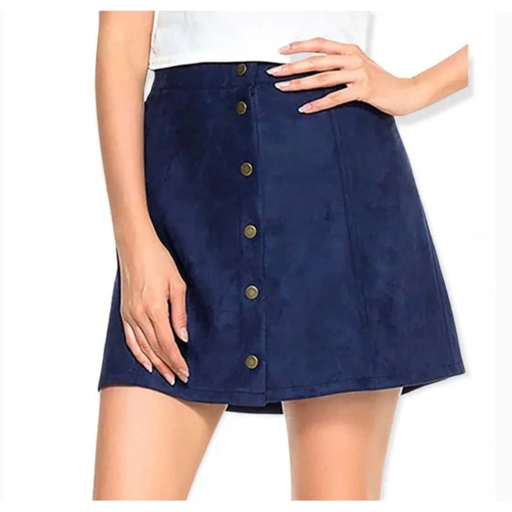Chelsea & Violet Deep Blue Button Down Mini Skirt Size Medium